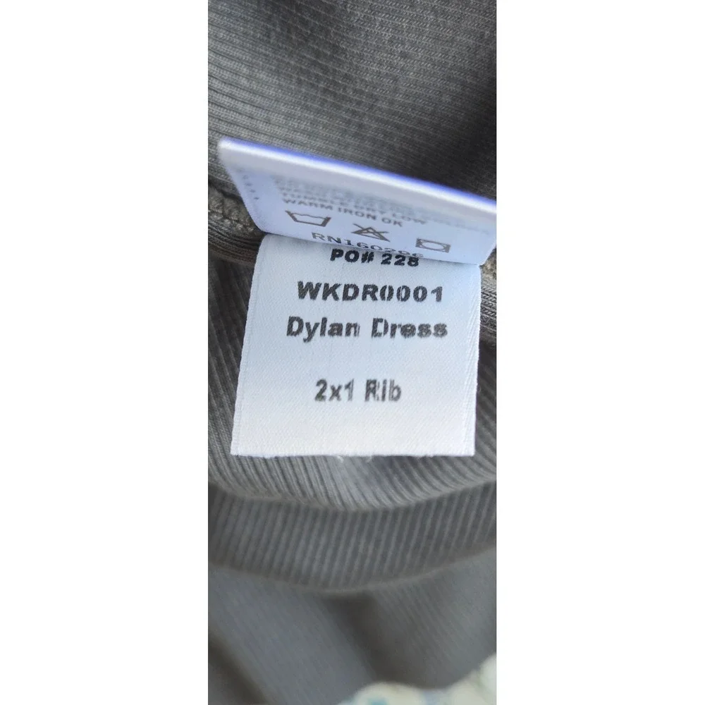 Rowan Dylan Knit Maxi Dress Faded Black Ribbed Side Slit American Made XS - Picture 7 of 10